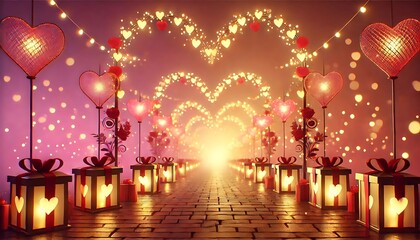 Magical Valentine's Day Love Lights Pathway with Romantic Glow