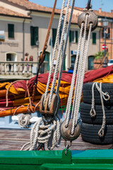 detail of a traditional wooden fishing boat