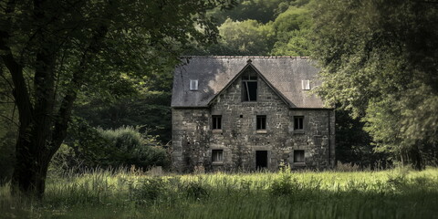 Obraz premium old abandoned winery or monastery or old standing place.