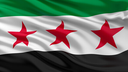 Flag of the Syrian opposition waving in the wind.