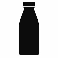 Black Silhouette Vector Illustration of a Juice Bottle