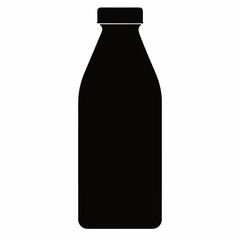 Black Silhouette Vector Illustration of a Juice Bottle
