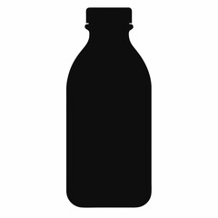 Black Silhouette Vector Illustration of a Juice Bottle