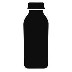 Black Silhouette Vector Illustration of a Juice Bottle