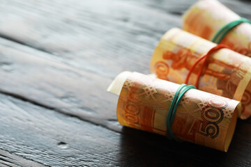 Banknotes with inscription 