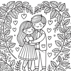 Valentine's Day Theme Coloring Page - Cute Heart Designs for Adults and Kids