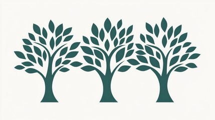 Obraz premium Three stylized teal trees nature illustration eco design