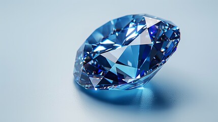 An exquisite close-up of blue and white diamonds of various cuts, each casting delicate shadows.