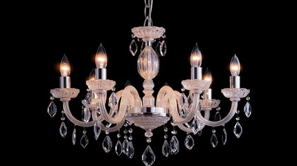 A stunning crystal chandelier with elegant arms and multiple lights, perfect for adding sophistication to any space.