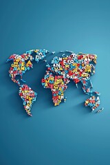 A colorful world map with words written on it