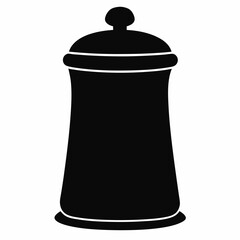 Black Silhouette Vector Illustration of a Pepper Shaker