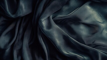 Fototapeta premium A small dark black pattern on silk fabric creating a textured background with a unique combination of lines colors and shadows perfect for a copy space image