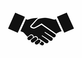 Black Silhouette of a Handshake Between Two People - Minimalist Agreement Symbol