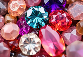 Macro View Of Polished Gemstones With Vivid Colors