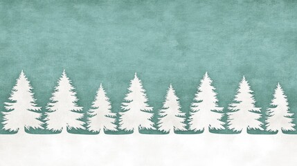 Fototapeta premium Winter Wonderland Teal Green Background with White Trees