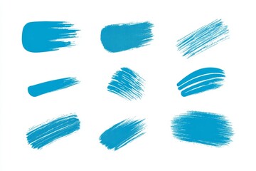 A set of blue brush strokes arranged in a row