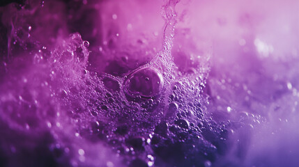 Obraz premium Dynamic purple bubbles forming as liquid interacts in a vibrant aqueous environment