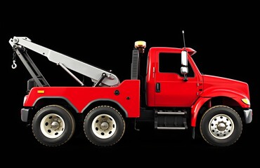 Naklejka premium Red Heavy-Duty Tow Truck with Hydraulic Boom