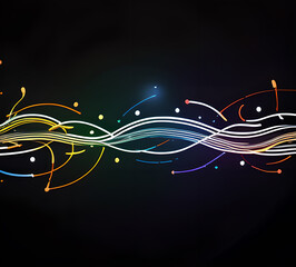 Glowing lines neon banner background Illumination lines Neon light background Feeling.Digital particles rainbow colors.light effect cold yellow red Background.generative ai