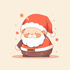 Cute Cartoon Santa Claus in Festive Holiday Illustration. Cute Santa Vector.
