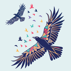 Obraz premium Origami Flight The Wings of Paper Birds Illustrator Artwork