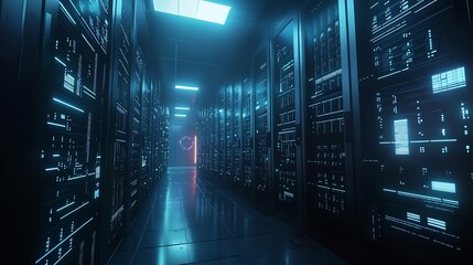 Futuristic Data Center Showcasing Cloud Technology and Digital Infrastructure