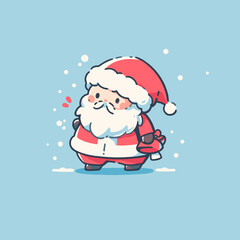 Charming Cartoon Santa Claus in Festive Winter Wonderland. Cute Santa Vector.