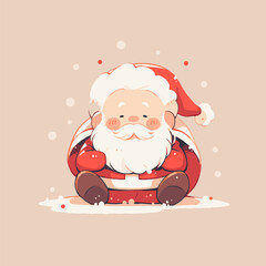 Adorable Santa Claus Illustration with Winter Joyful Atmosphere. Cute Santa Vector.