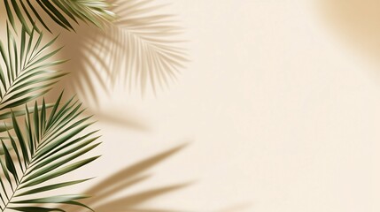 Fototapeta premium Palm Fronds and Shadows on Beige Background