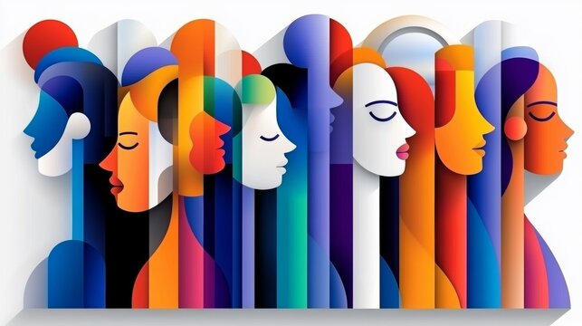 Colorful drawing of many people with different faces. The drawing is titled "The World". The mood of the drawing is one of diversity and unity, as it shows people from different backgrounds