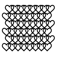 Geometric ornament of hearts pattern, doodle hand-drawn