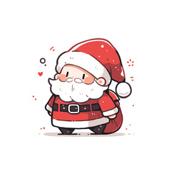 Cute Cartoon Santa Claus with White Beard and Red Suit. Cute Santa Vector.