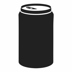 Black Silhouette Vector Illustration of a Soda Can