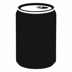Black Silhouette Vector Illustration of a Soda Can