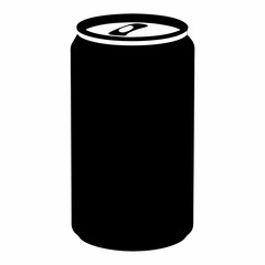 Black Silhouette Vector Illustration of a Soda Can