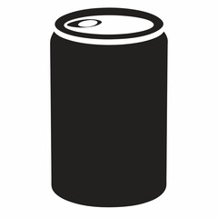 Black Silhouette Vector Illustration of a Soda Can