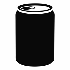 Black Silhouette Vector Illustration of a Soda Can