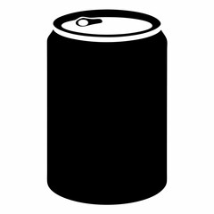 Black Silhouette Vector Illustration of a Soda Can