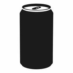 Black Silhouette Vector Illustration of a Soda Can