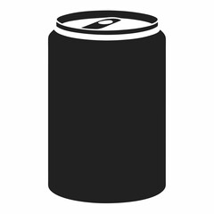 Black Silhouette Vector Illustration of a Soda Can