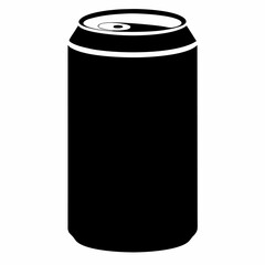 Black Silhouette Vector Illustration of a Soda Can