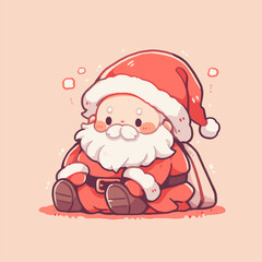 Adorable Chibi Santa in Cozy Christmas Setting. Cute Santa Vector.