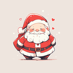 Jolly Cartoon Santa Claus with Red Suit and White Beard. Cute Santa Vector.