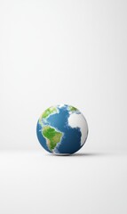 Fototapeta premium A Detailed View of the Earth Globe on a Soft White Background with a Minimalistic Style