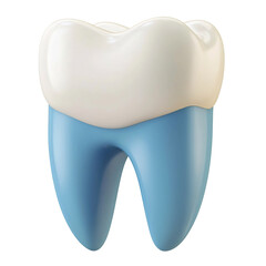 Bright 3D Dental Tooth Icon with Blue and White Minimal Cartoon Style Design