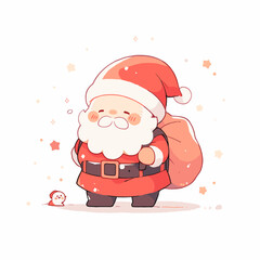 Cute Santa Claus Illustration with Soft Pastel Colors. Cute Santa Vector.