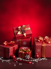 Obraz premium Beautiful gift box with ribbon, festival background