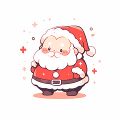 Adorable Chibi Santa in Festive Holiday Spirit. Cute Santa Vector.