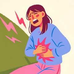 Discomfort and Worry on Her Face in Cartoon Style