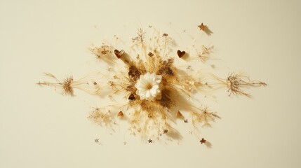 Floral arrangement with dried elements for decorative art design